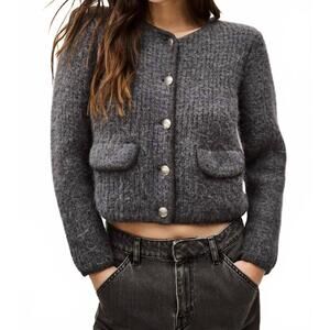 NEW BA&SH harry textured cardigan in grey